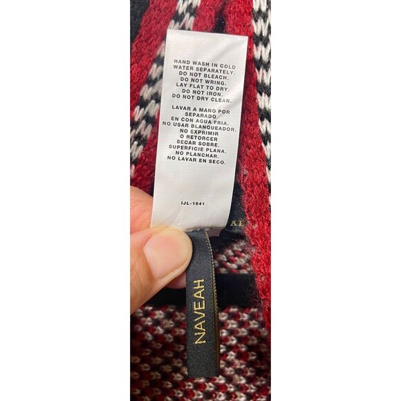 I JEANS BY BUFFALO Red/Black/White Open Cardigan Sweater, Naveah, Sz L - Picture 7 of 7